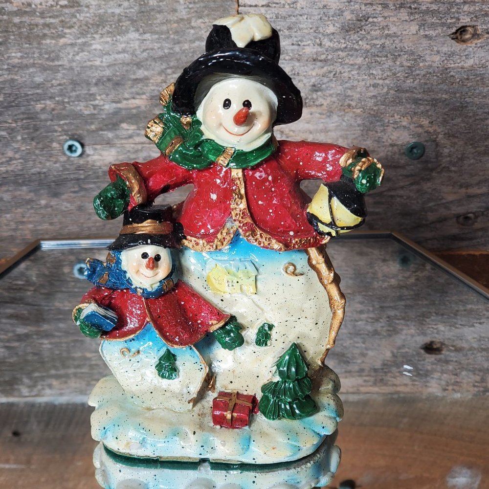 Pair of Whimsical Snowmen by Greenbriar International Inc.   Top hat, Caroling,
